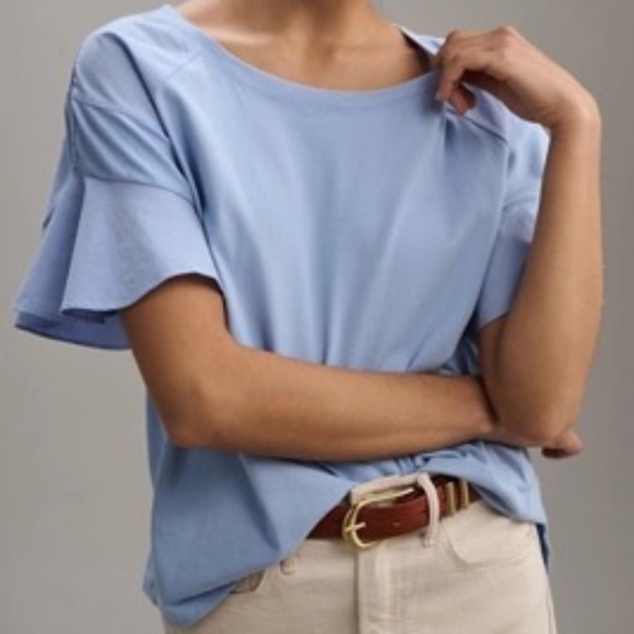 Anthropologie By Anthropologie Flutter-Sleeve Tee - Picture 2 of 2